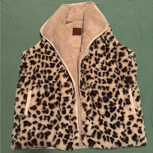 C.C. Leopard Print Fleece Vest